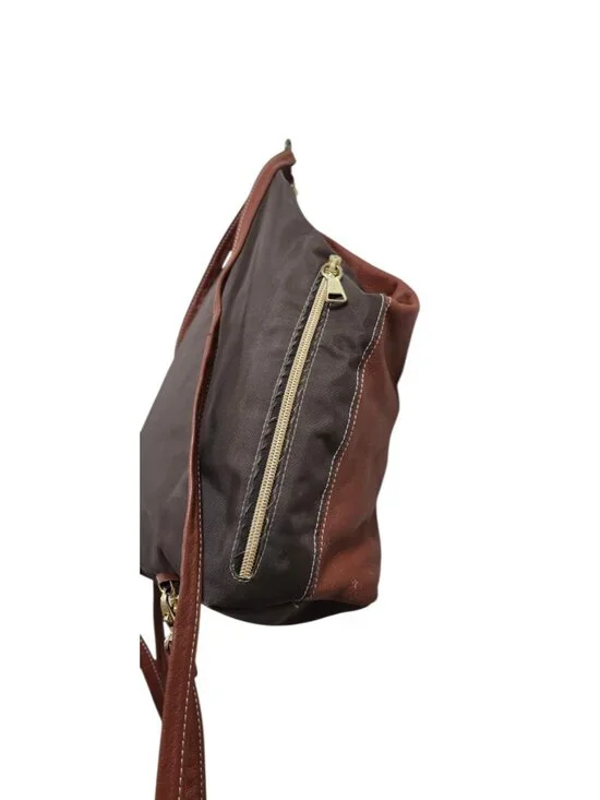 Isanti Italy Leather Backpack Brown Black Large Slouchy Minimalist Made In Italy - Picture 6 of 11